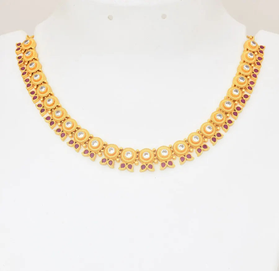White Magenta Laura Necklace - U09114