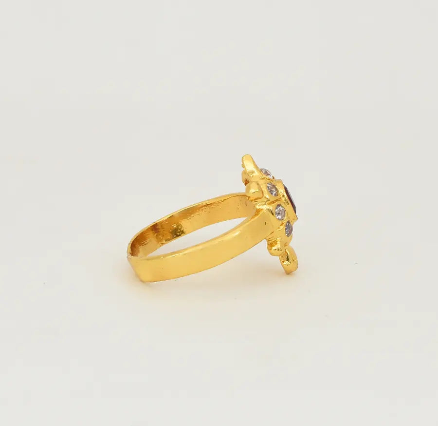 White Maroon Tortoise Ring - V09640