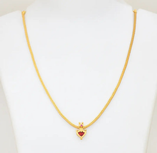 Red Small Palakka Locket With Chain - W08872