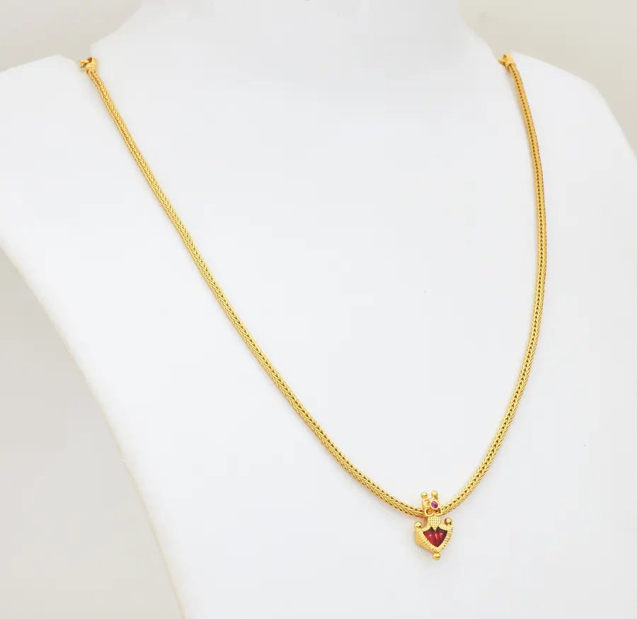 Red Small Palakka Locket With Chain - W08872