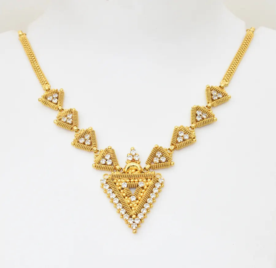 White Chevron Short Necklace - W08873