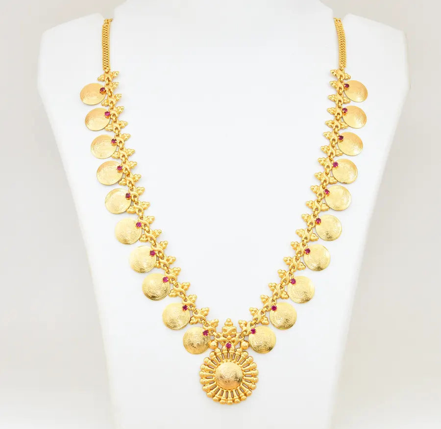 Magenta Lakshmy Coin Long Necklace - V02373