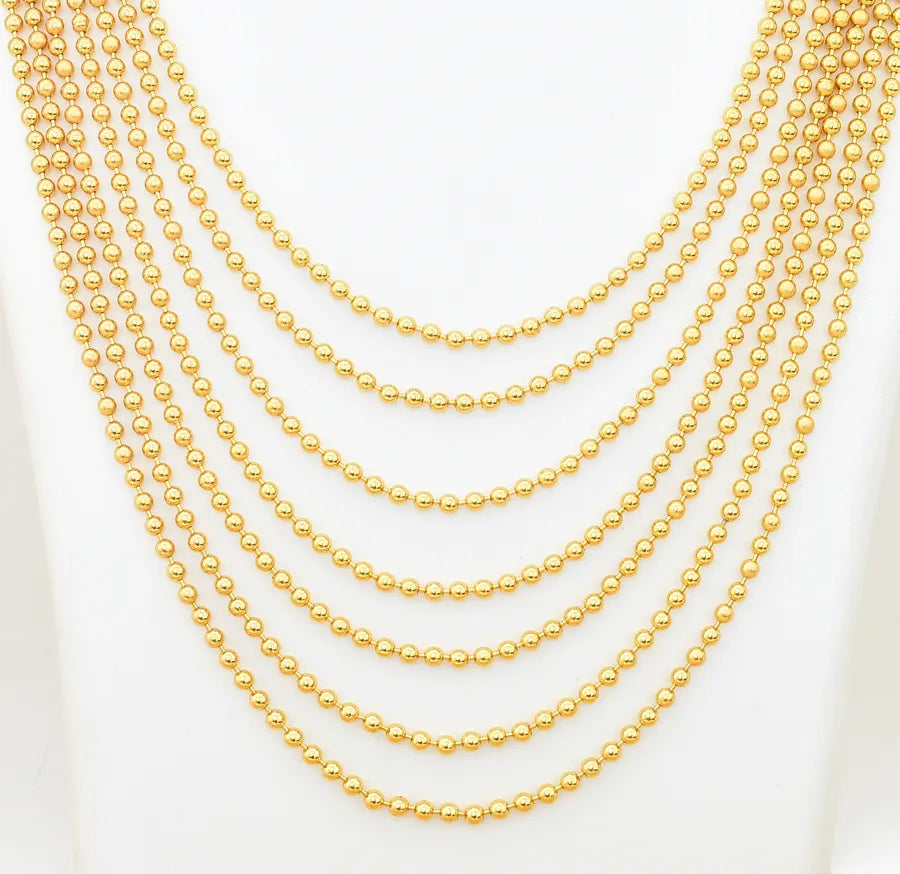 White Magenta Green 7 Layer Mayura Necklace - V02374