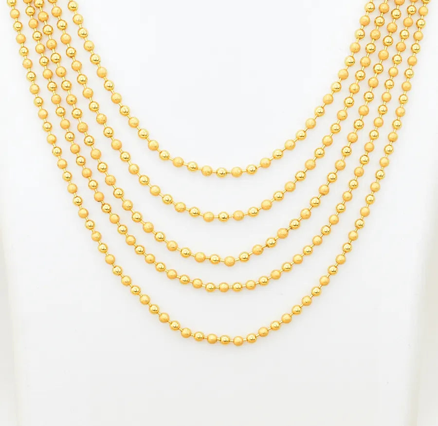 Semi Matte White Magenta Green 5 Layer Aakriti Necklace - V02376