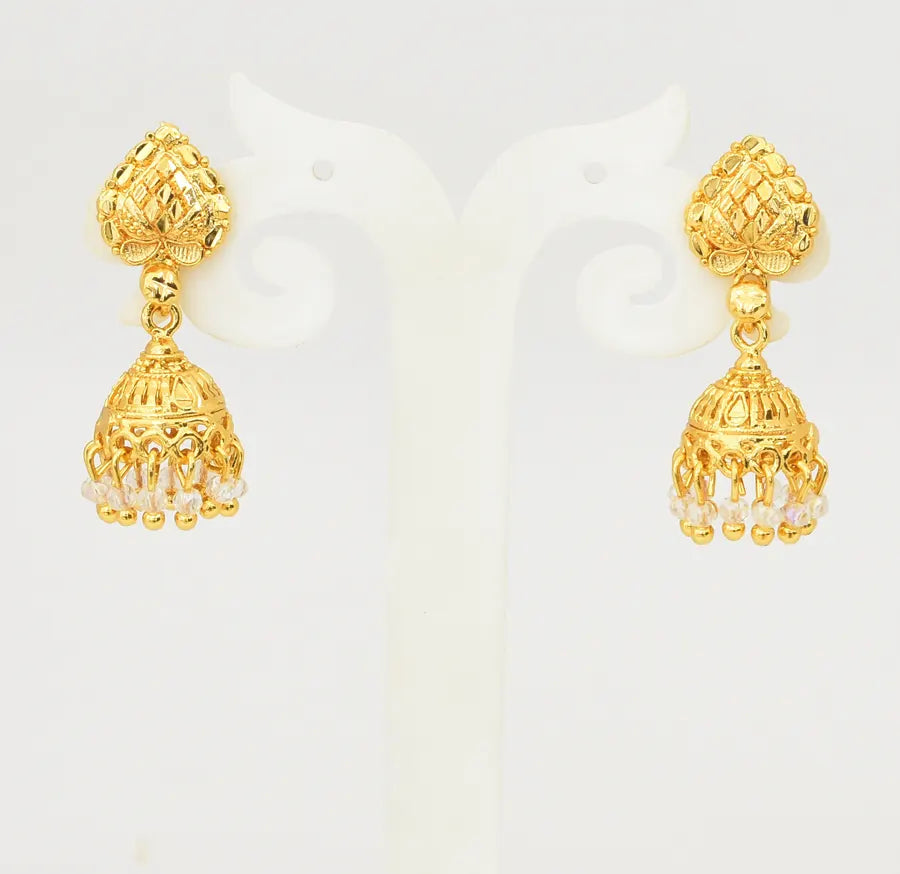 Medium Small White Zubeida Jhumka - V08619