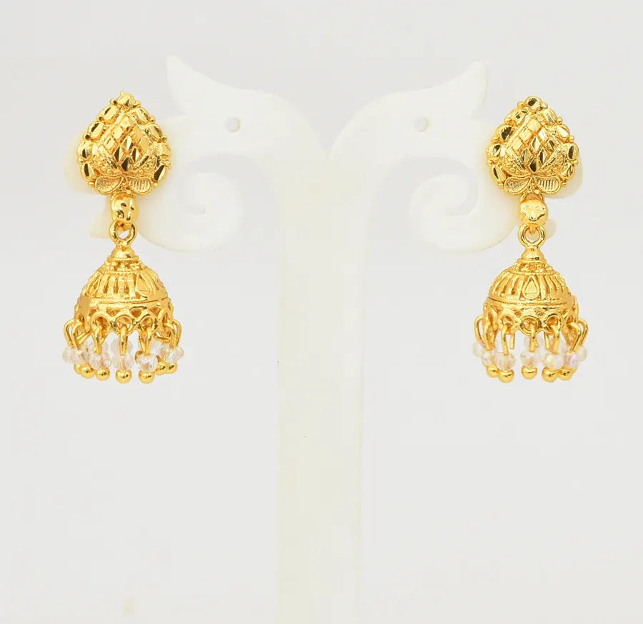 Medium Small White Zubeida Jhumka - V08619