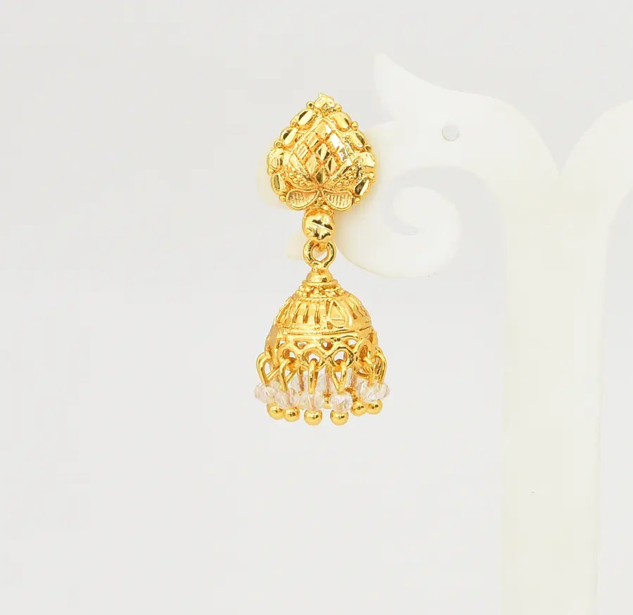 Medium Small White Zubeida Jhumka - V08619