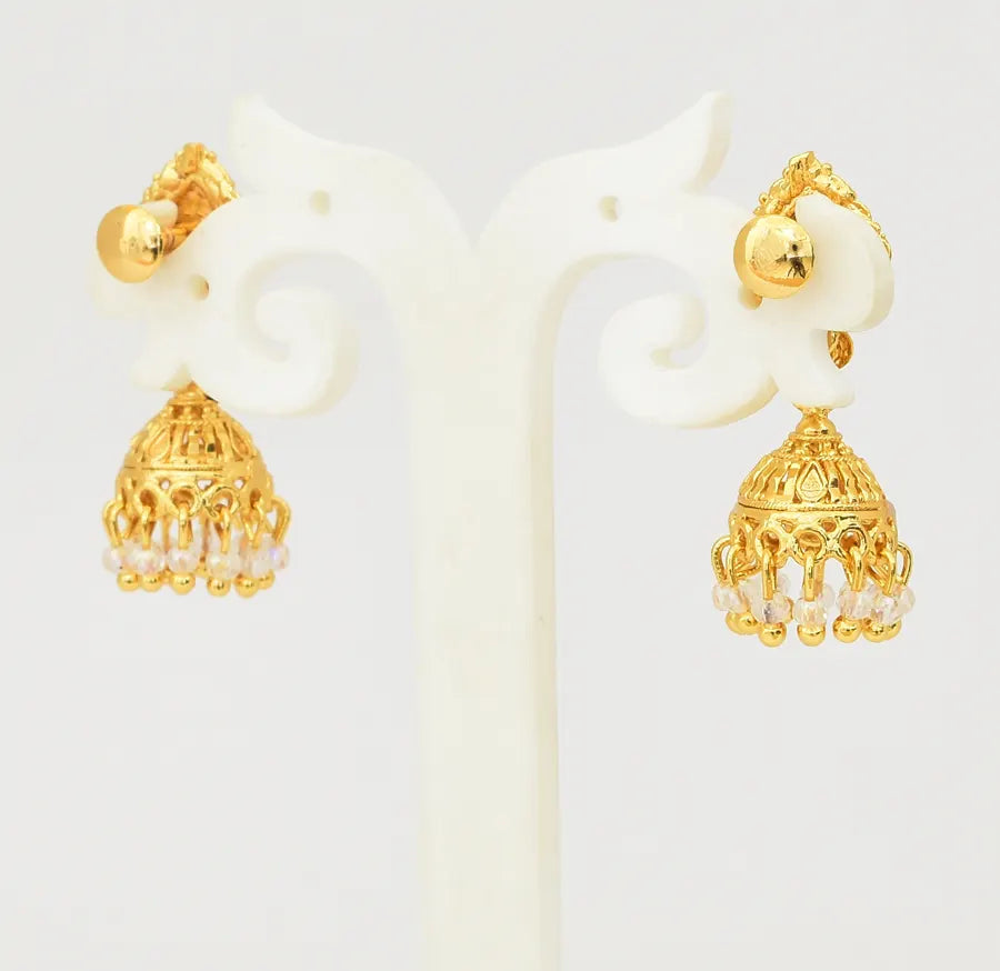 Medium Small White Zubeida Jhumka - V08619