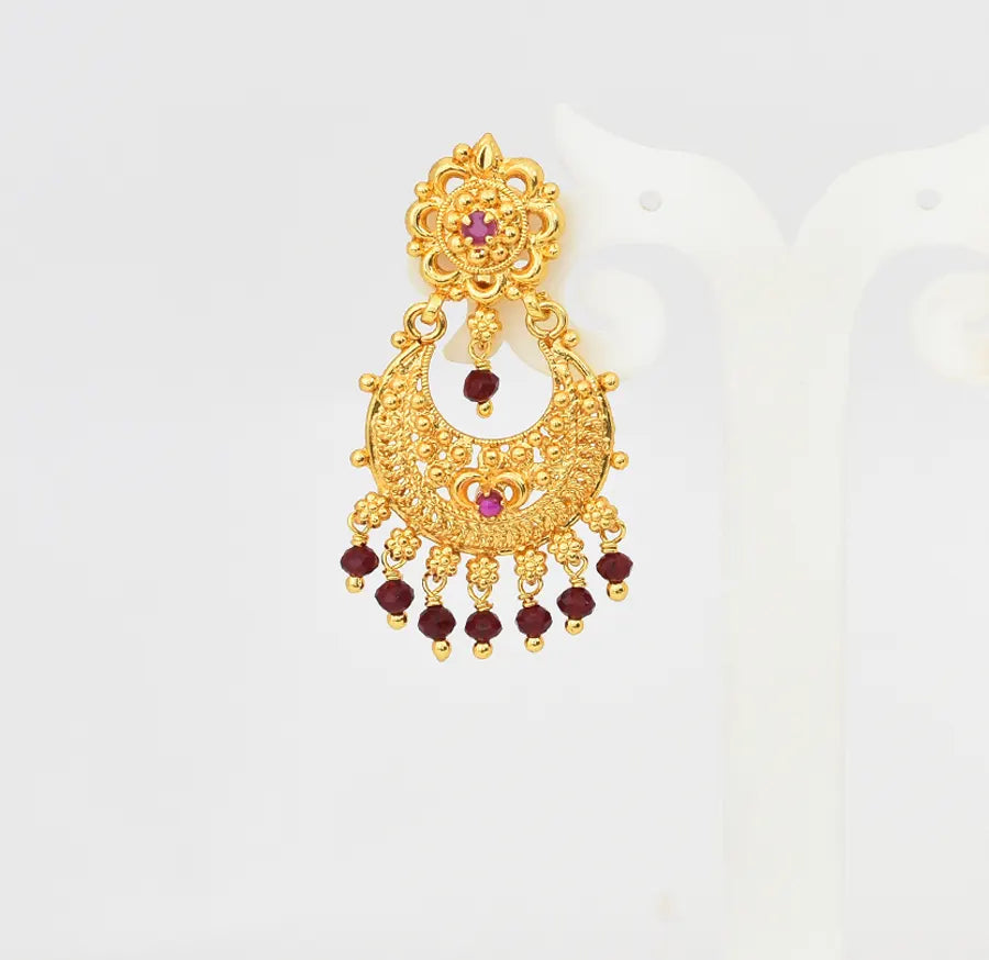 Medium Big Red Dazzler Chandbali Earrings - V08624