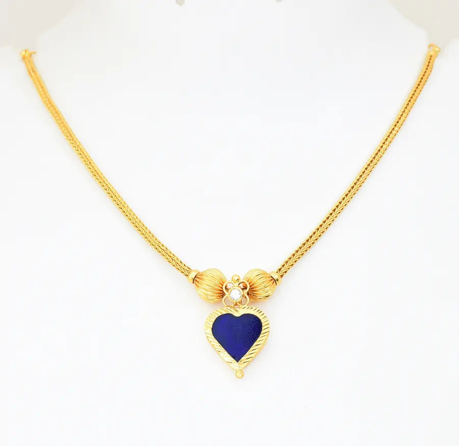 Blue Medium Lovely Palakka Locket With Chain - V04493