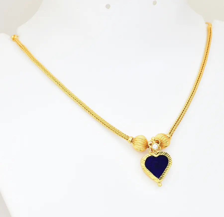 Blue Medium Lovely Palakka Locket With Chain - V04493