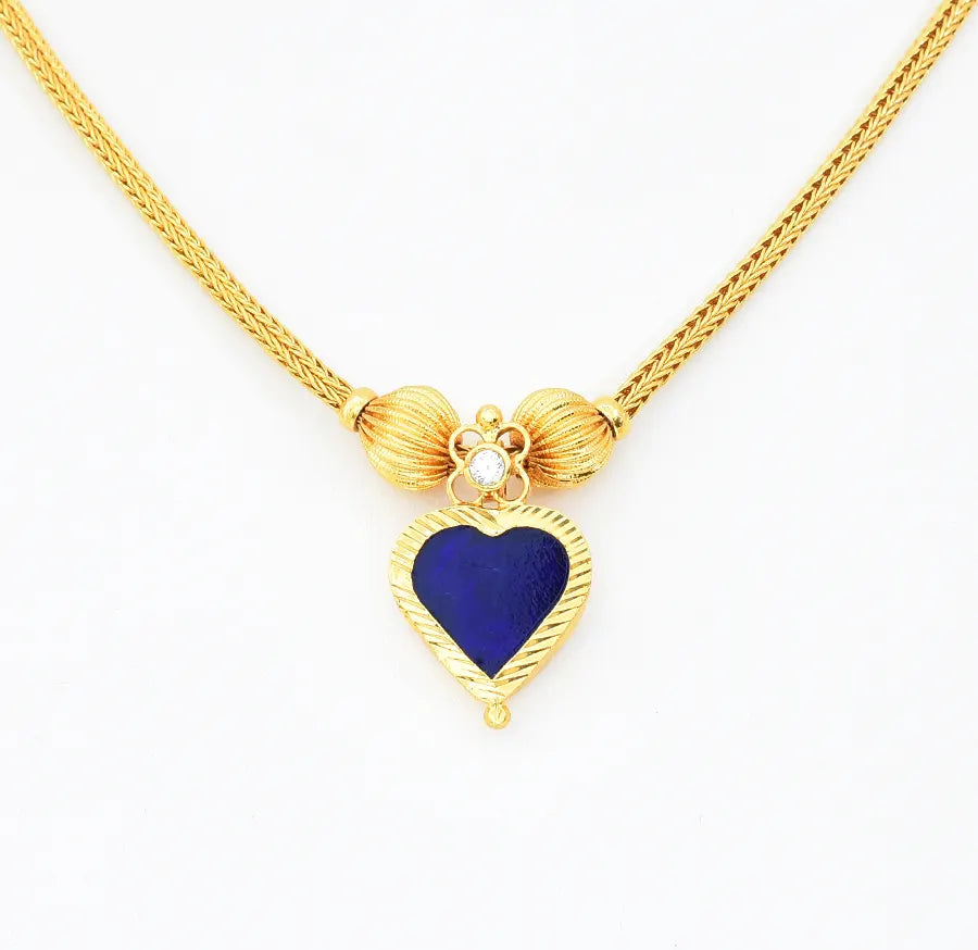 Blue Medium Lovely Palakka Locket With Chain - V04493